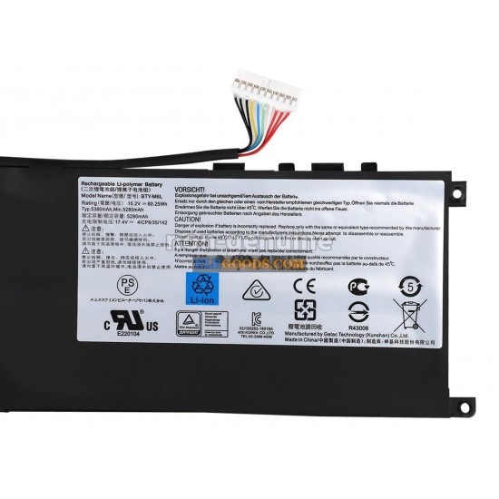 15.2V  80.25Wh  4 cells  Li-Polymer  Black